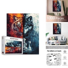 Tucocoo Flame Tiger, Ice Wolf Jigsaw Puzzles Adults 1000 Pieces, Against