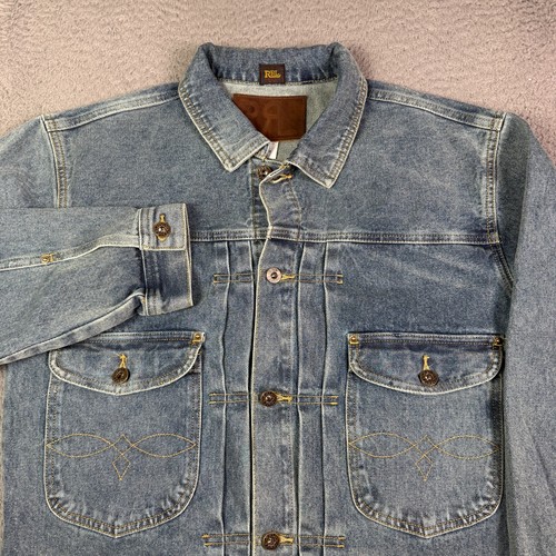 RRL Ralph Lauren Type II 2 Denim Jacket Mens M Blue Washed Trucker Vintage Style