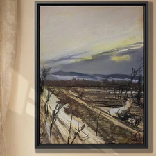 Rural Landscape Canvas Print Vintage Artwork Countryside Wall Art Rustic Decor