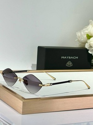 MAYBACH Luxury Rimless Geometric Sunglasses Gold Black Frame Gray Gra