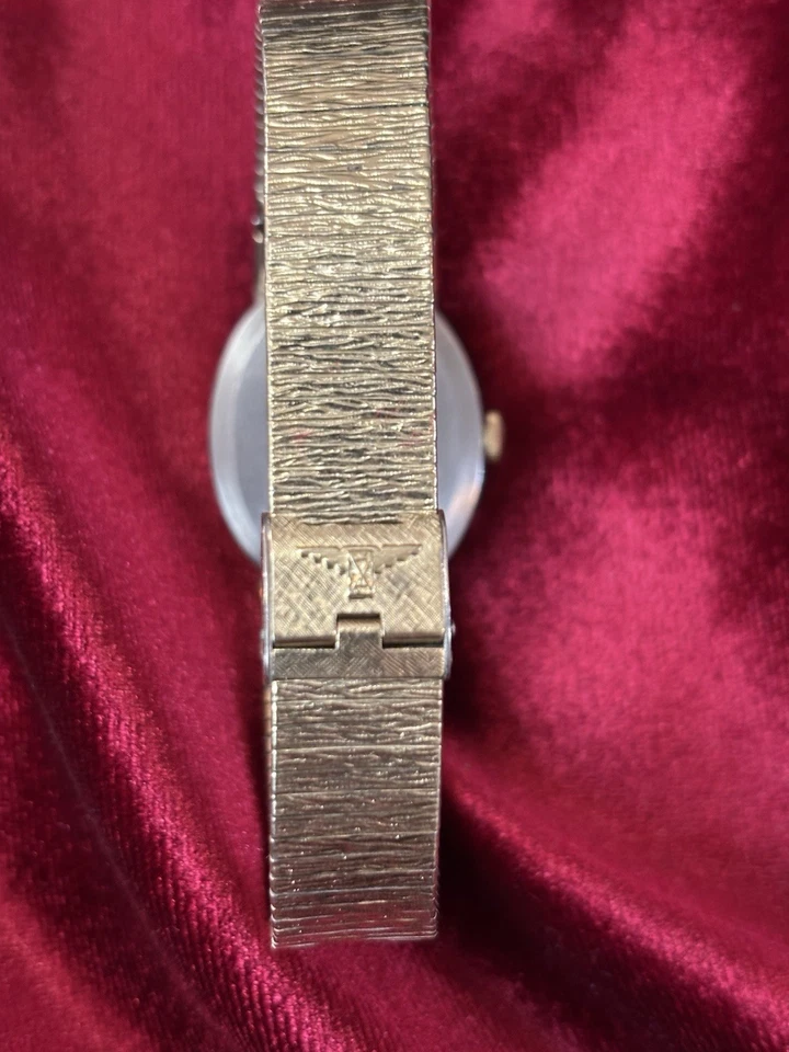 1950s Longines 10k Gold Plated Manual WristWatch Butterfly Clasp VTG PLUS BAG - Image 3 of 4