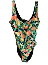 NWT Old Navy Twist-Back Cutout One-Piece Swimsuit Lemon And Oranges Print Sz XL