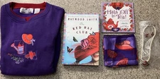 Red Hat Society Lot NEW Scarf Sweatshirt, Books, Earrings & Necklace