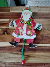 Darling Vintage Mary Engelbreit Christmas Tree Ornament Wood Die Cut Pull String