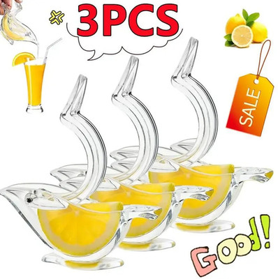 3pcs Bird Shape Mini Manual Juicer Transparent Citrus Squeezer Kitchen Tool