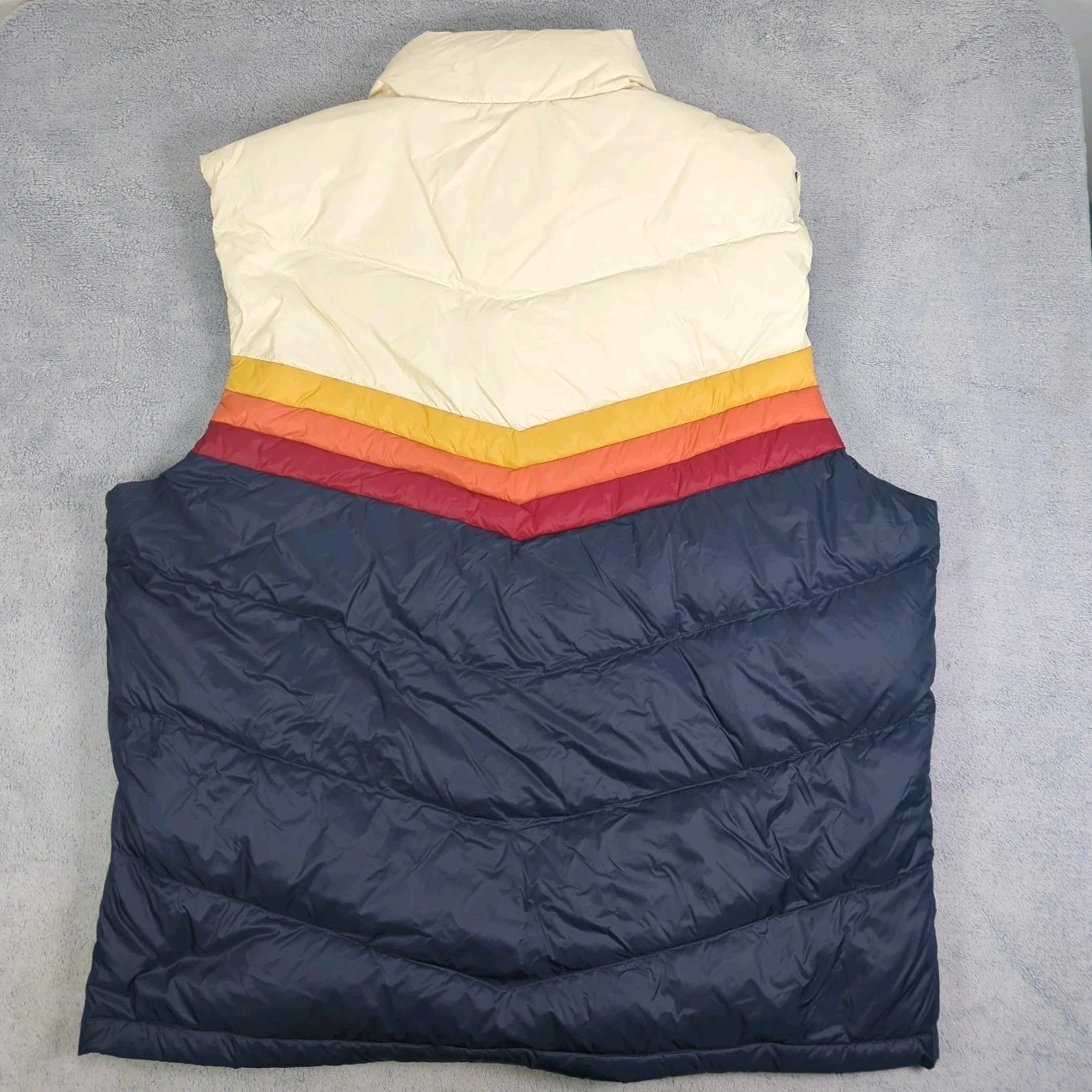 Marine Layer Archive Boreal Puffer Vest Navy Sunset Colorblock Chevron Jacket L image 10
