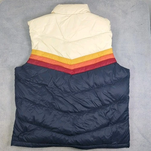 Marine Layer Archive Boreal Puffer Vest Navy Sunset Colorblock Chevron Jacket L image 10