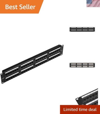 48-Port Patch Panel,2U, Black