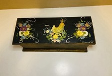 Hand Painted Wooden Folk Art Recipe Box Cotta...