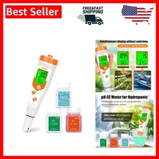All-in-One pH, EC, TDS, and Temperature Hydroponics Tester with Calibration