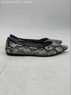 Rothy's Womens The Point Gray Snake Print Slip On Ballet Flats Size 8.5