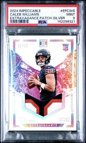 Panini Impeccable Caleb Williams Patch-Silver Rookie PSA 9 /25 Bears