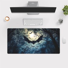 A Gothic Night Bat Mouse Pad Featuring a Ghostly Forest Design, a Rubber Non-S