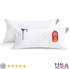 Waterproof Polyester Pillow Protectors Set of 2 Zippered Bed Bug Proof Covers US