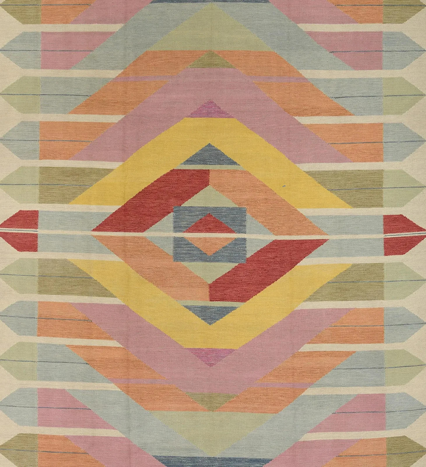 Geometric Handwoven Kilim Wool Rug Color Handmade Design Carpet Rug