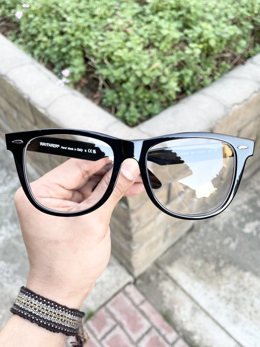 New Ray Ban Large Classic Wayfarer RB2140 2140 Black Clear Lens