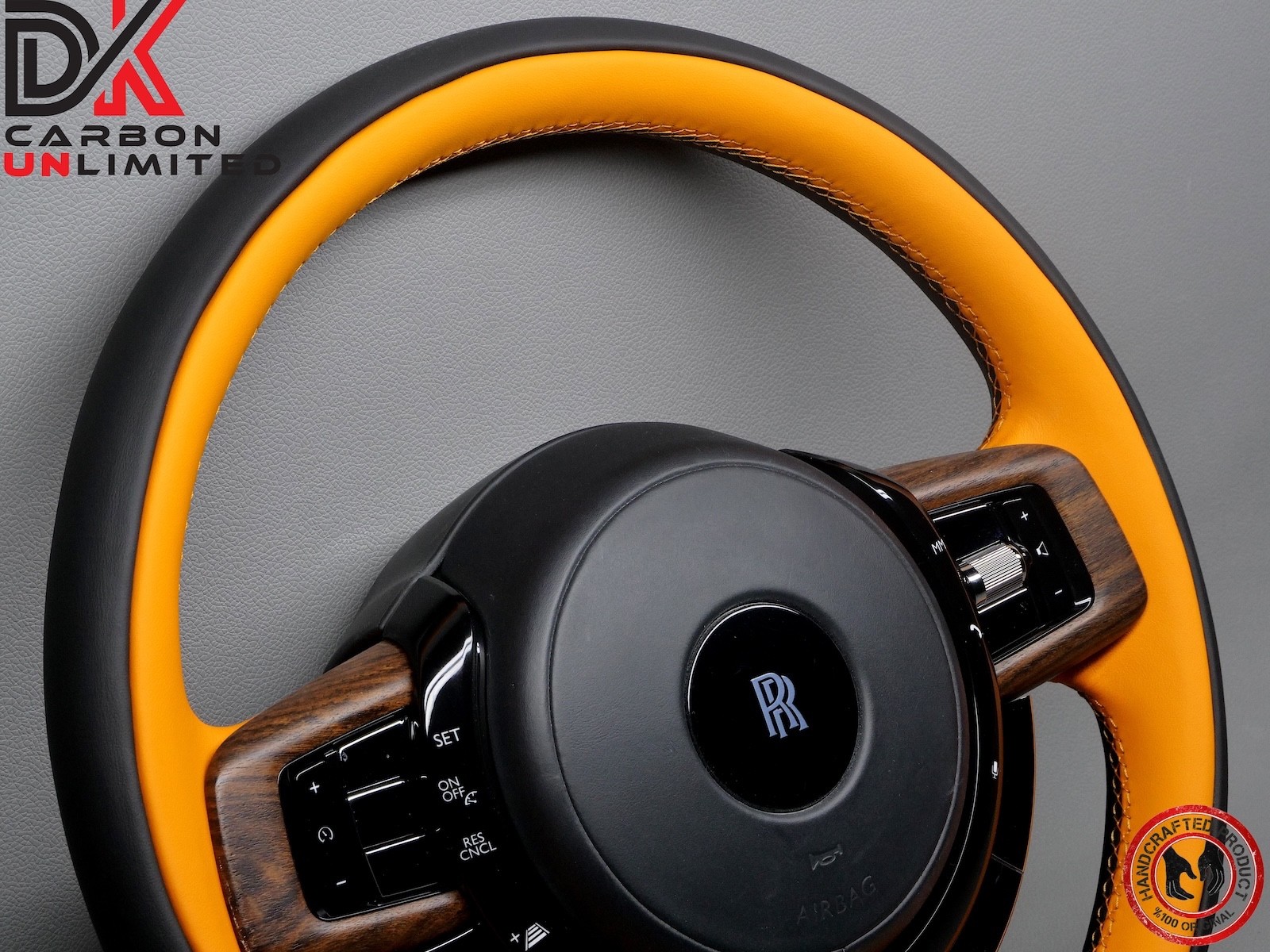 Rolls Royce Cullinan Thick Rimmed Two Tone Black Mandarin Stitch Steering Wheel