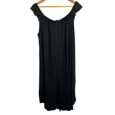 Quince Women Bamboo Jersey Flutter Sleeve Labor And Delivery Gown Black M