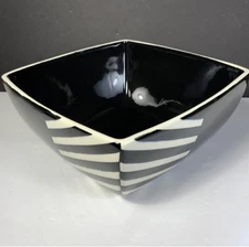 Vintage The Main Ingredients Serving Bowl Large Black White Square 10 inch #56