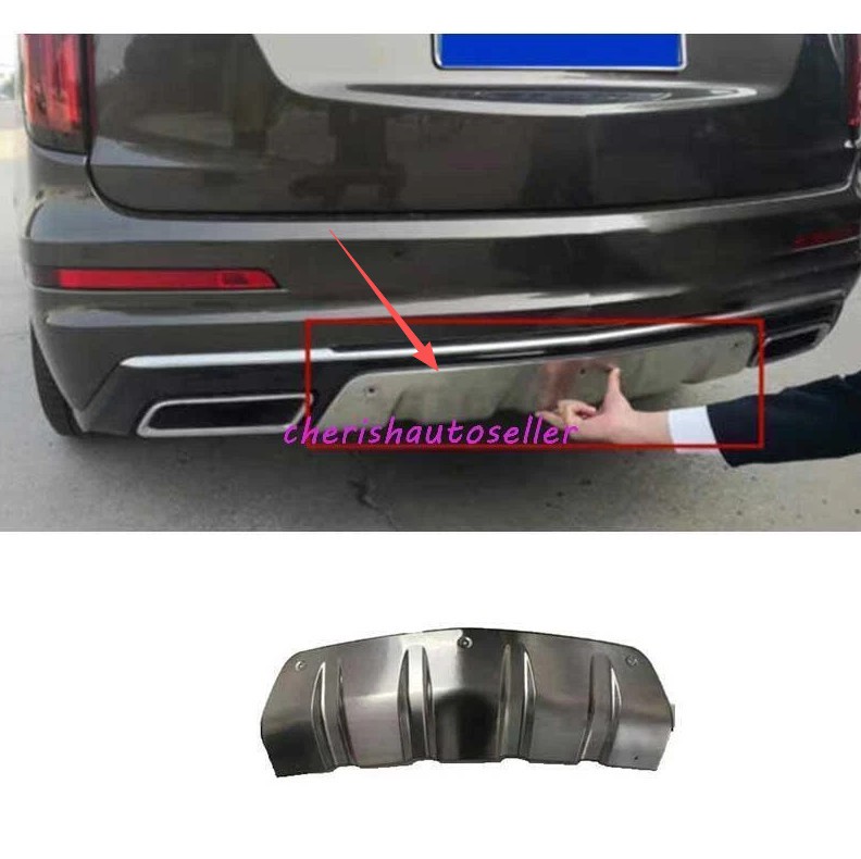 For Cadillac XT6 20-2025 Silver Steel Rear Bumper Diffuser Spoiler Board 1PCS