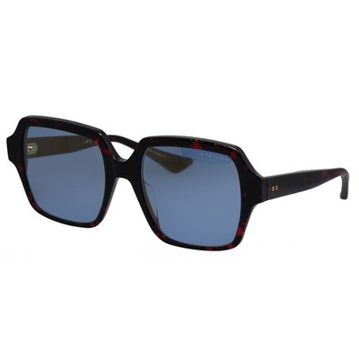 Dita LUZPA DT DTS710 A-03 Red Tortoise Plastic Square Sunglasses Blue Lens