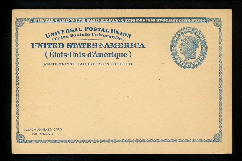 US Postal Stationery UY2m Mint Message M&R Postal Card Liberty issued 1893
