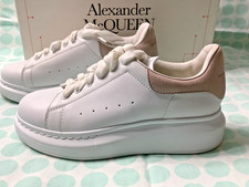 Scarpe casual basse Alexander McQueen in pelle di vitello stringate punta tonda bianche