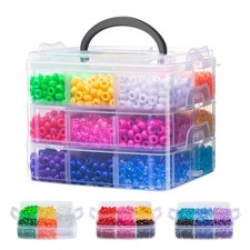 3600Pcs Pony Beads, 18 Assorted Colored Beads for Bracelets Making, Kandi