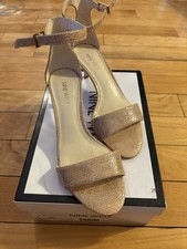 Nine West Leisa Natural Shimmer Strappy Sandals 6