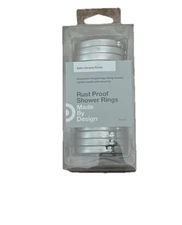 Made By Design Aluminum Rust Proof Shower Rings. Satin Chrome Finish 12 Ct. New