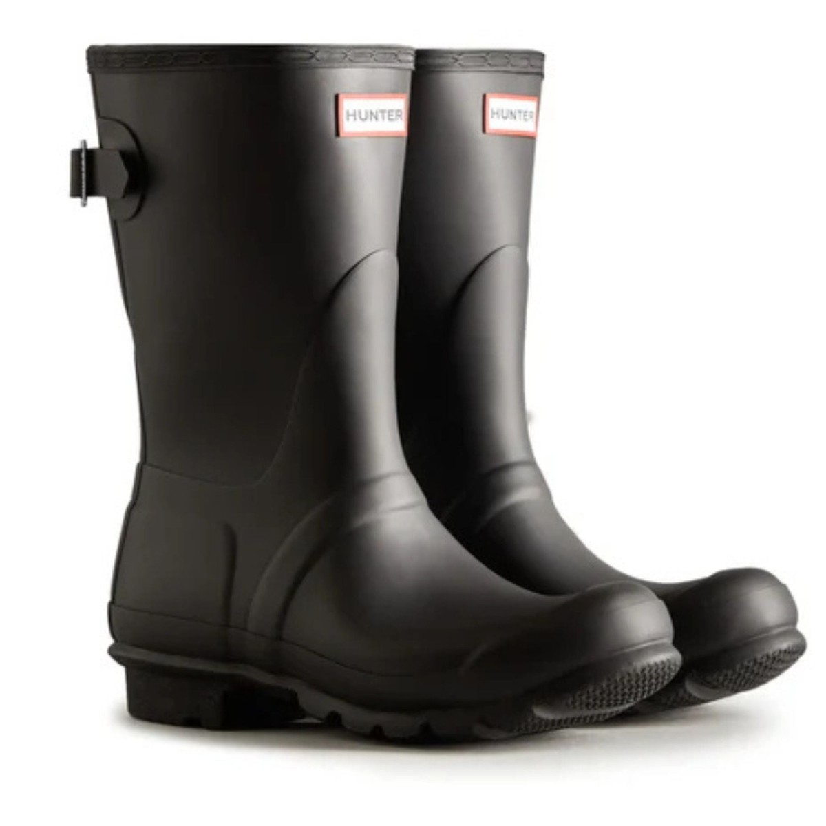 Hunter Original Short Back Adjustable Women's Rain Boots, Black