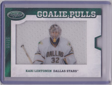 12-13 PANINI CERTIFIED GOALIE PULLS JERSEY PARALLEL /25 KARI LEHTONEN #GP5 STARS
