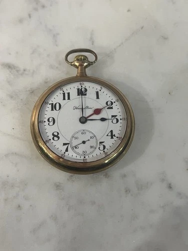Hamilton Grade 992 16s 21J Railroad Pocket Watch Gold Filled Open Face Antique