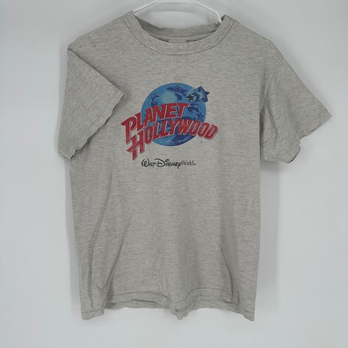 Vintage Planet Hollywood Walt Disney World T-Shirt Gray Medium Made in USA 90s