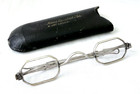 ANTIQUE Silver? Tone Franklin Frame Eyeglasses Sliding Temples with Tube Case — photo 1
