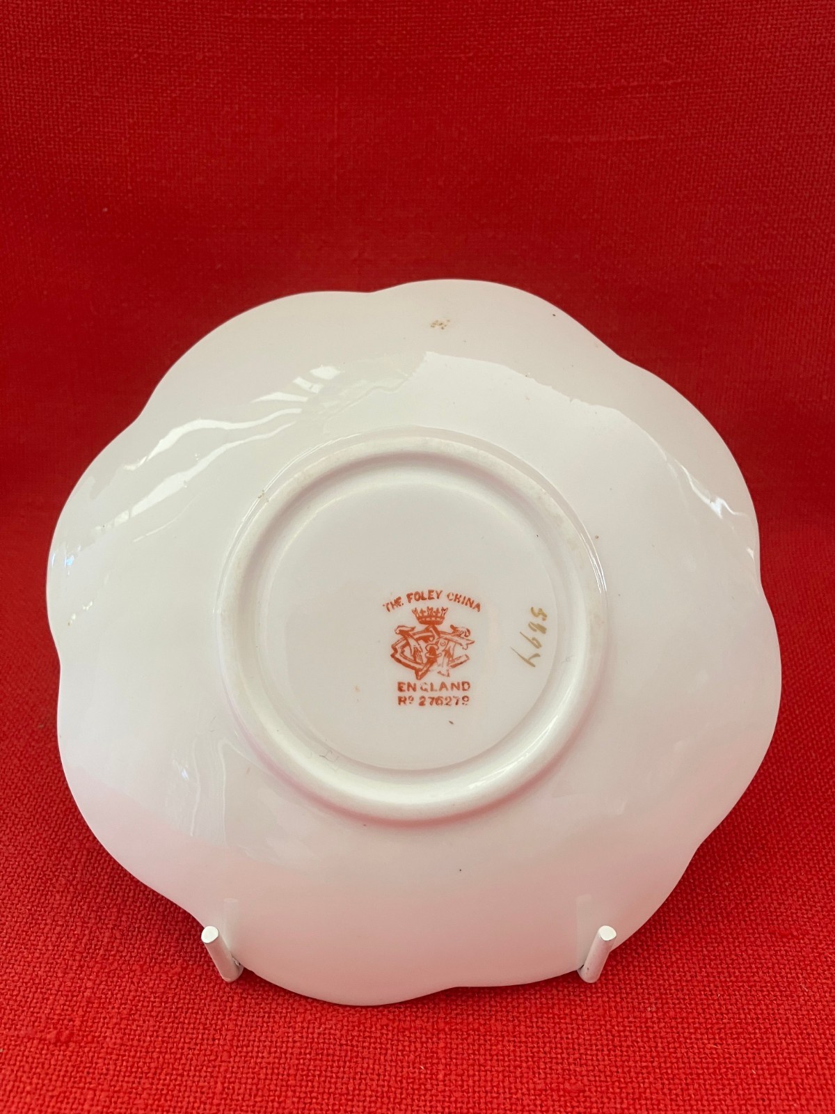 c 1896 Wileman & Co (Foley) daisy shaped trio #4 "Fern" pattern #5897 terracotta