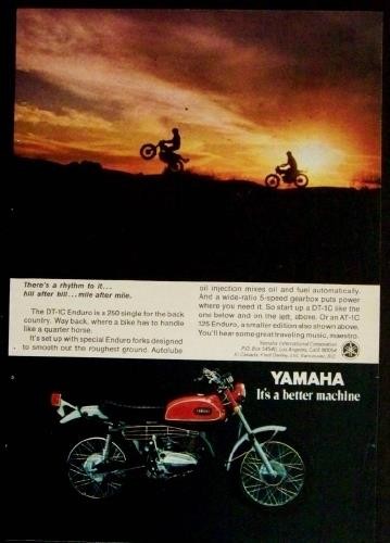 1970 Yamaha DT-1C Enduro 250cc Motorcycle original Full page Ad