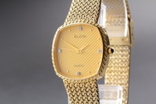  Near MINT Vintage ELGIN FK266 Gold Dial 4 Stones Qz Midsize Mens Watch JAPAN