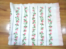 CHATHAM PURREY Blanket White -Rayon  Acrylic-Pink Roses Design/Nylon Binding