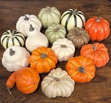Set of 15 Mini Foam Pumpkins, Harvest Fall Autumn Decorations, Faux Decor Foam
