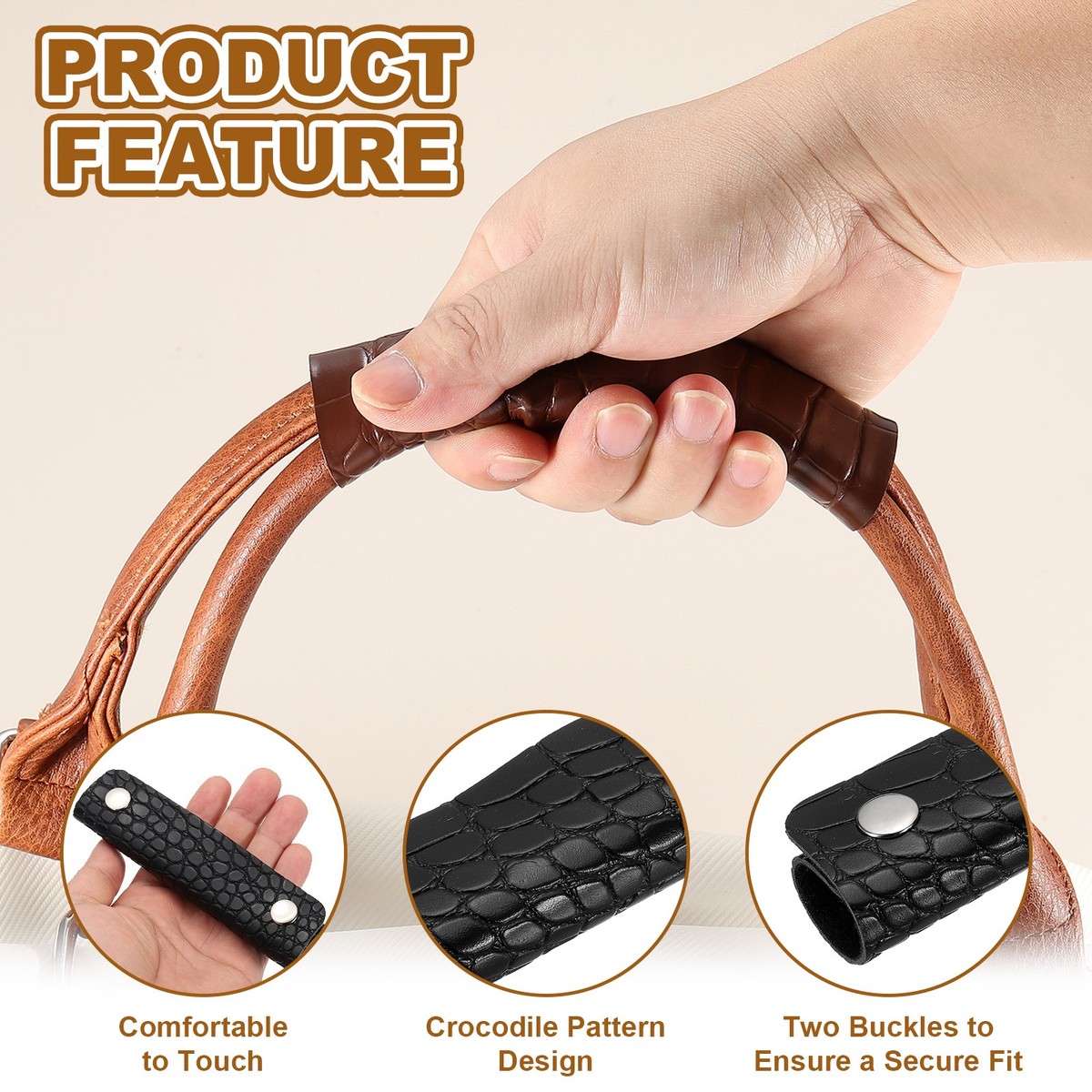 4Pcs Handbag Handle Cover, Alligator Pattern Luggage Handle Wrap