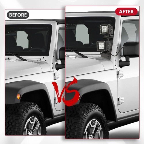 Dual A-Pillar Light Brackets Mounts Kit for 2007-2018 Jeep Wrangler JK / JKU - Picture 8 of 10