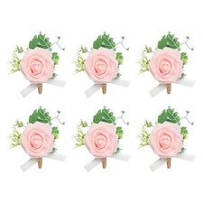 Boutonniere for Men Set of 6 for Wedding with Pins Groom Groomsmen Artificial...