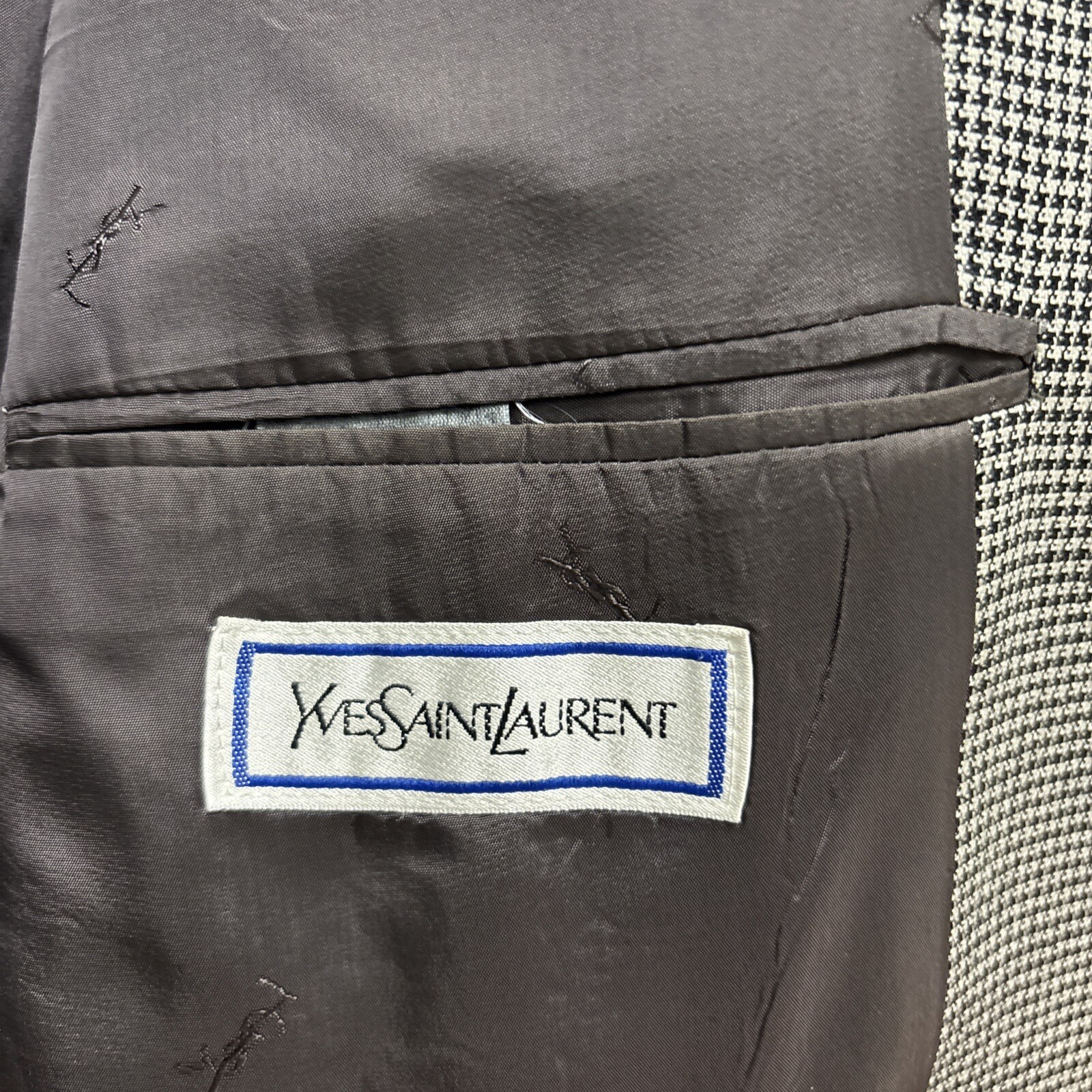 Blazer vintage Yves Saint Laurent uomo 42 S cappotto lana pied de poule nero bianco Canada