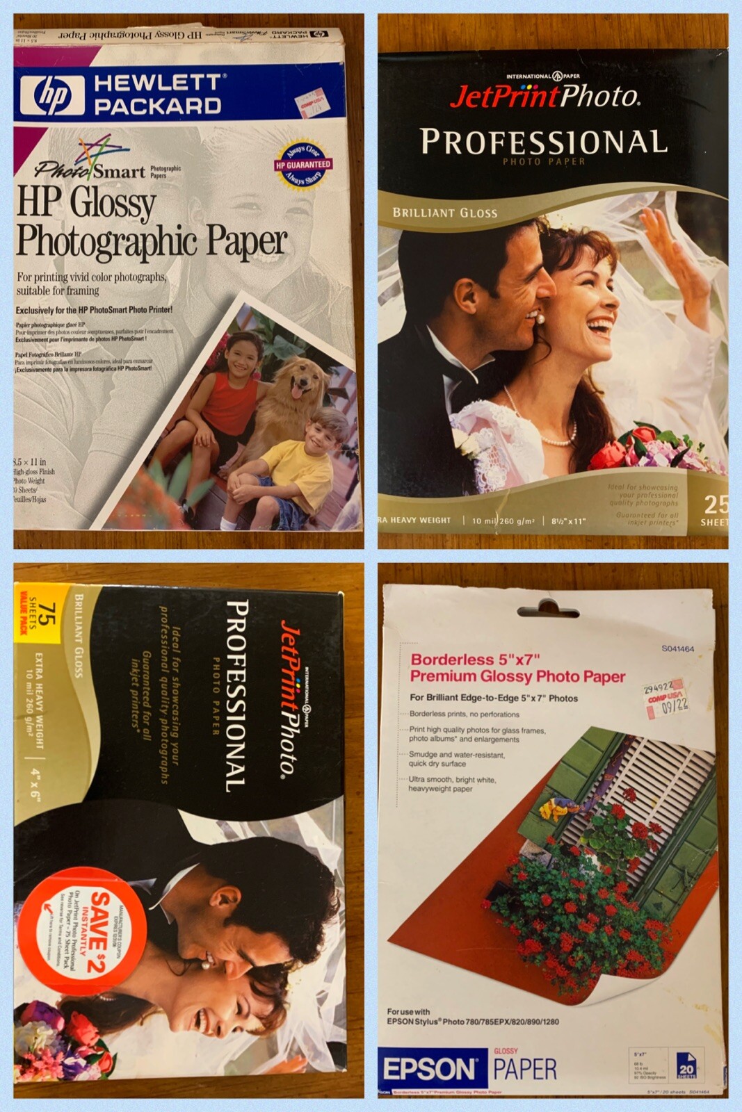 PRINTER PHOTO PAPER Jet Print HP Epson 8.5 X 11, 5 X 7, 4 X 6 Heavy Glossy 5 BOX-image