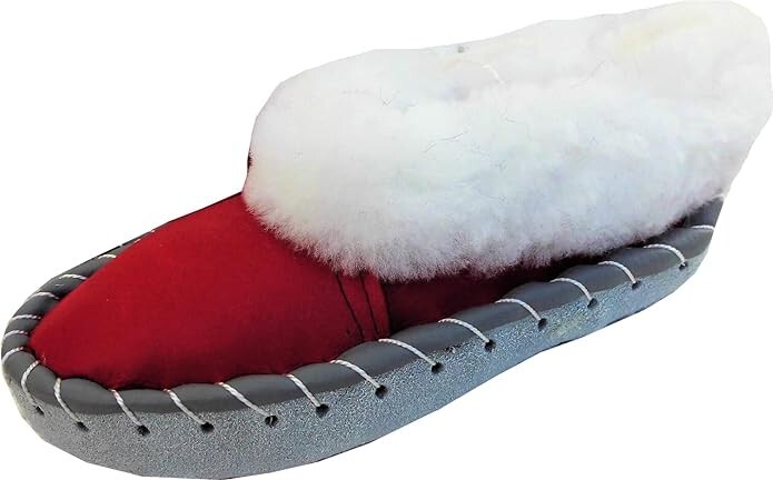 APL PELLICCIA DI AGNELLO calde PANTOFOLE taglia 28 NUOVE pelle di pecora pelle fatte a mano rosse