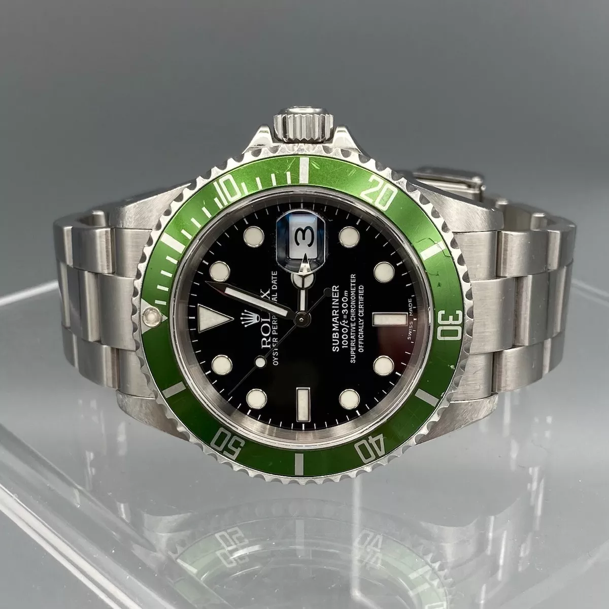 Rolex Submariner 16610LV Kermit Flat Wristwatch