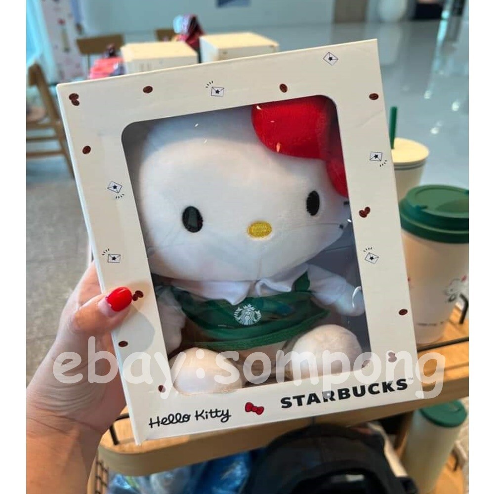 週末セール【STARBUCKS Hello Kitty】キティ　ぬいぐるみ Starbucks x Hello Kitty 2024 Plush Doll Green Barista Apron