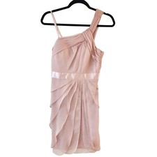 Adrianna Papell Pastel Pink One-Shoulder Chiffon Ruffle Bridesmaids Dress Size 4