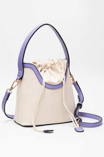 Anthropologie Style Drawstring Satchel Canvas Crossbody Bucket Crossbody Bag - Picture 20 of 22